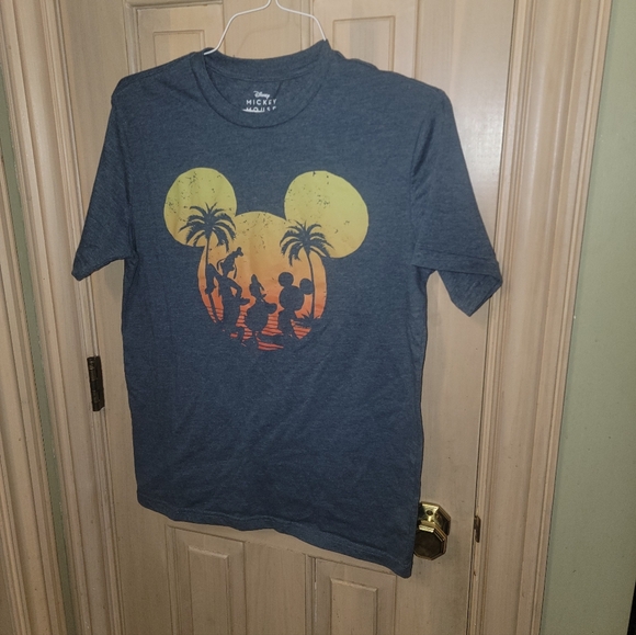 Disney Other - Mens Sz M Disney Mickey Mouse Ears Tropical Sunset Silhoutte Shirt